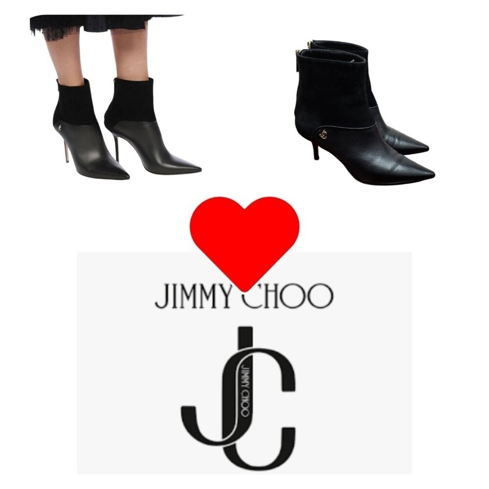 Jimmy Choo Black Suede/Leather Ankle Booties Women's Size EU 34.5/US 4.5